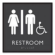 Headline Sign ADA Sign, Unisex Accessible Restroom, Plastic, 8 x 8, Clear/White (USS66911)