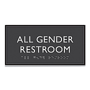 Headline Sign ADA Sign, All Gender Restroom, Plastic, 4 x 4, Clear/White (USS69920)