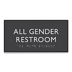 Headline Sign ADA Sign, All Gender Restroom, Plastic, 4 x 4, Clear/White (USS69920)