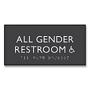 Headline Sign ADA Sign, All Gender Restroom Accessible, Plastic, 4 x 4, Clear/White (USS69921)