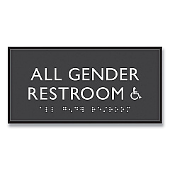 Headline Sign ADA Sign, All Gender Restroom Accessible, Plastic, 4 x 4, Clear/White (USS69921)