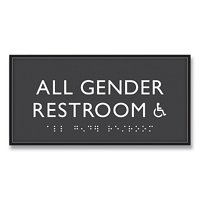 Headline Sign ADA Sign, All Gender Restroom Accessible, Plastic, 4 x 4, Clear/White (USS69921)