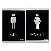 Headline Sign Century Series Office Sign, Men; Women, 6 x 9, Black/Silver (USS4248)