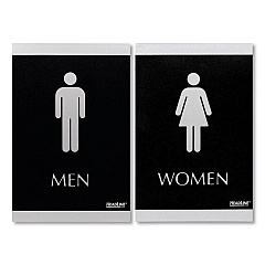 Headline Sign Century Series Office Sign, Men; Women, 6 x 9, Black/Silver (USS4248)