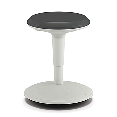 HON Revel Adjustable Height Fidget Stool, Backless, Supports Up to 250 lb, 13.75" to 18.5" Seat Height, Charcoal Seat, White Base (HONEFS01S)