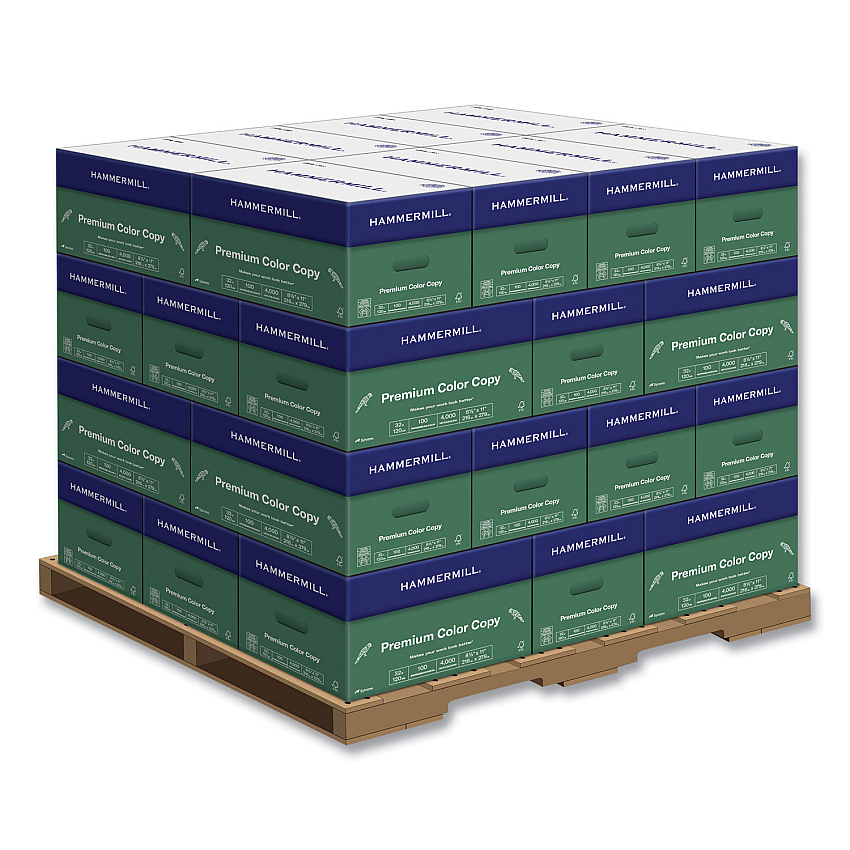 Hammermill Premium Color Copy Print Paper, 100 Bright, 32 lb, 8.5 x 11, Photo White, 500/Ream, 8 Reams/Carton, 32 Cartons/Pallet (HAM102630PLT)