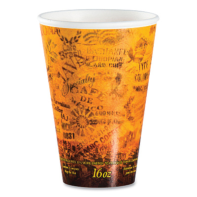 Dart Fusion Escape Foam Hot/Cold Cups, 16 oz, Brown/Black, 1,000/Carton (DCC16U16ESC)