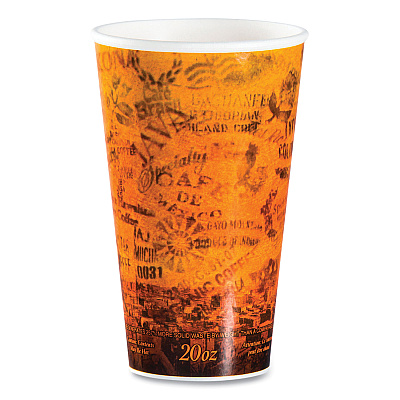Dart Fusion Escape Foam Hot/Cold Cups, 20 oz, Brown/Black, 500/Carton (DCC20U16ESC)