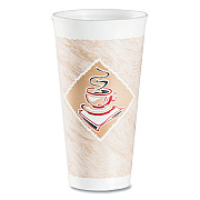 Dart Cafe G Foam Hot/Cold Cups, 20 oz, Brown/Red/White, 20/Pack (DCC20X16GPK)