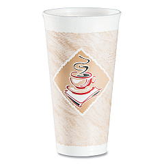 Dart Cafe G Foam Hot/Cold Cups, 20 oz, Brown/Red/White, 20/Pack (DCC20X16GPK)