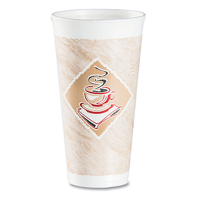 Dart Cafe G Foam Hot/Cold Cups, 20 oz, Brown/Red/White, 20/Pack (DCC20X16GPK)