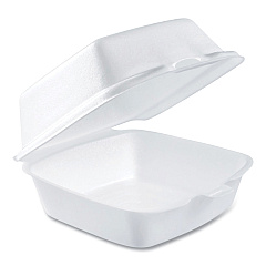 Dart Foam Hinged Lid Containers, 5.38 x 5.5 x 2.88, White, 500/Carton (DCC50HT1)