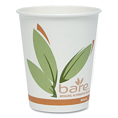 Solo Bare Eco-Forward Recycled Content PCF Paper Hot Cups, ProPlanet Seal, 10 oz, Green/White/Beige, 1,000/Carton (SCC370RC)