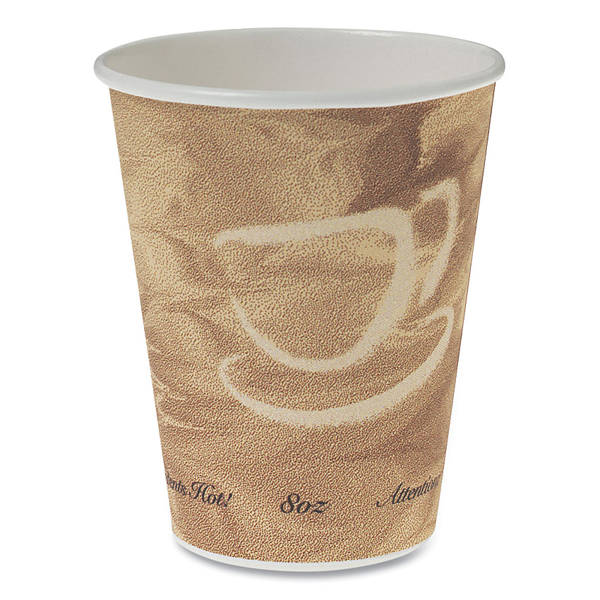 Solo Mistique Polycoated Hot Paper Cups, 8 oz, Printed, Brown, 50/ Sleeve, 20 Sleeves/Carton (SCC378MS)