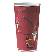 Solo Single-Sided Poly Paper Hot Cups, 20 oz, Bistro Design, 600/Carton (SCC420SI)