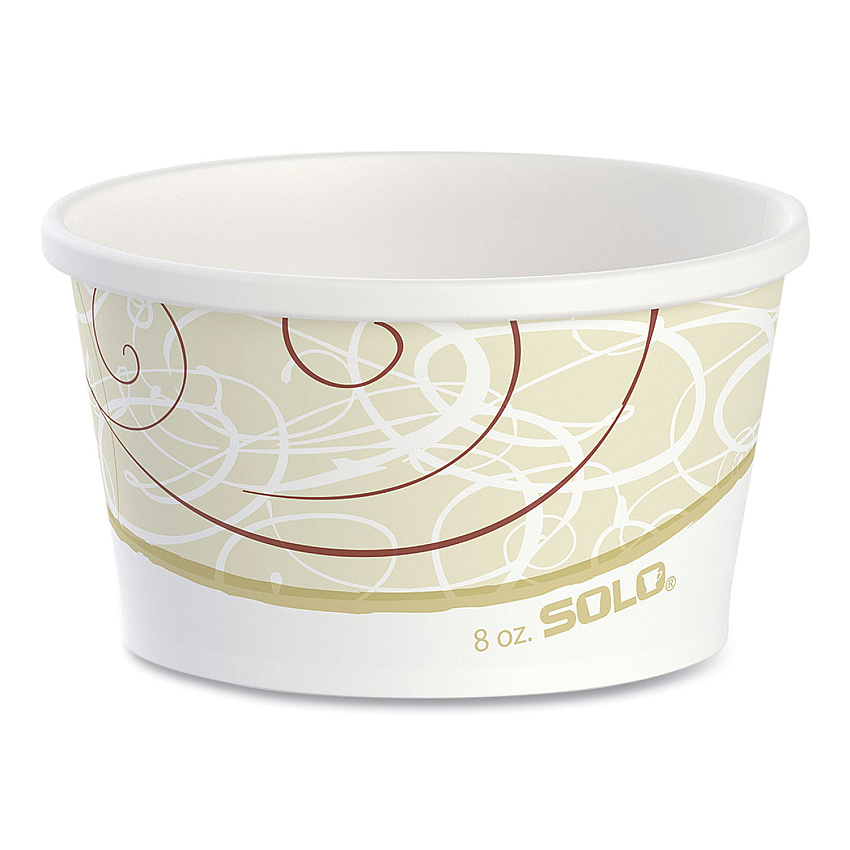 Solo Flexstyle Double Poly Paper Containers, 8 oz, Symphony Design, Paper, 25/Pack, 20 Packs/Carton (SCCHS4085SYM)