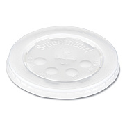 Solo Polystyrene Plastic Flat Straw-Slot Cold Cup Lids, Fits 12 oz to 24 oz Cups, Translucent, 125/Pack, 16 Packs/Carton (SCCL16BL)