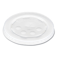 Solo Polystyrene Plastic Flat Straw-Slot Cold Cup Lids, Fits 12 oz to 24 oz Cups, Translucent, 125/Pack, 16 Packs/Carton (SCCL16BL)