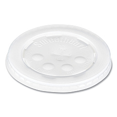 Solo Polystyrene Plastic Flat Straw-Slot Cold Cup Lids, Fits 12 oz to 24 oz Cups, Translucent, 125/Pack, 16 Packs/Carton (SCCL16BL)