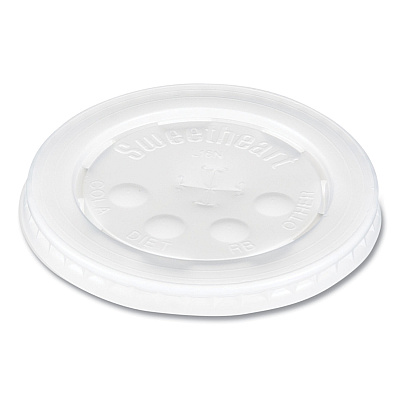 Solo Polystyrene Plastic Flat Straw-Slot Cold Cup Lids, Fits 12 oz to 24 oz Cups, Translucent, 125/Pack, 16 Packs/Carton (SCCL16BL)