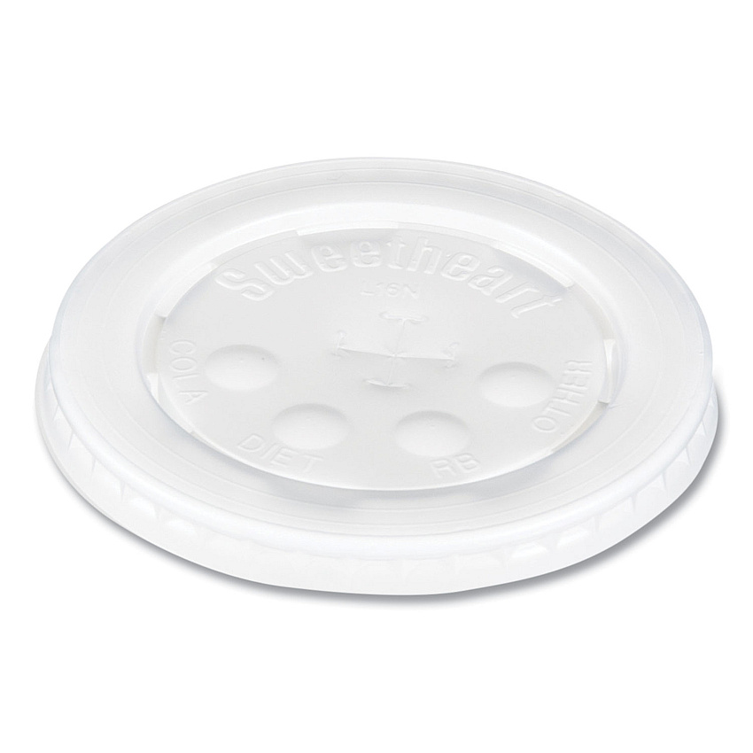 Solo Polystyrene Plastic Flat Straw-Slot Cold Cup Lids, Fits 12 oz to 24 oz Cups, Translucent, 125/Pack, 16 Packs/Carton (SCCL16BL)