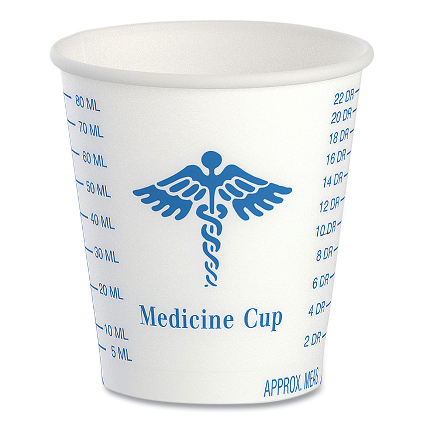 Solo Paper Medical and Dental Graduated Cups, ProPlanet Seal, 3 oz, White/Blue, 100/Bag, 50 Bags/Carton (SCCR3)