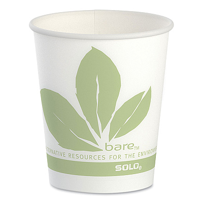 Solo Bare Eco-Forward Paper Cold Cups, ProPlanet Seal, 5 oz, Green/White, 100/Sleeve, 30 Sleeves/Carton (SCCR53BBJD110CT)