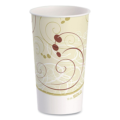 Solo Double Sided Poly (DSP) Paper Cold Cups, 16 oz,  Beige/White, 50/Sleeve, 20 Sleeves/Carton (SCCRP16PSYM)