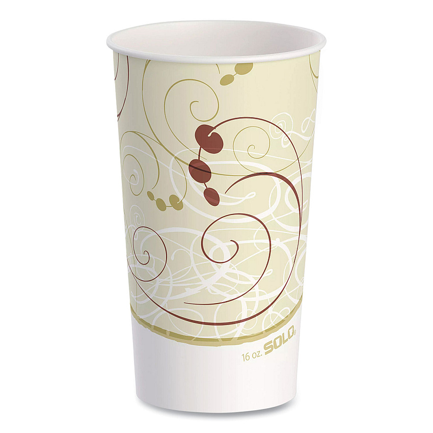 Solo Double Sided Poly (DSP) Paper Cold Cups, 16 oz,  Beige/White, 50/Sleeve, 20 Sleeves/Carton (SCCRP16PSYM)
