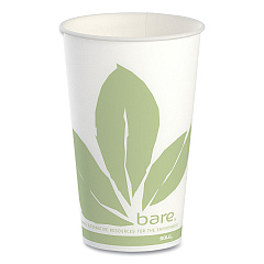 Solo Bare Eco-Forward Paper Cold Cups, ProPlanet Seal, 16 oz, Green/White, 100/Sleeve 10 Sleeves/Carton (SCCRW16BBD110CT)