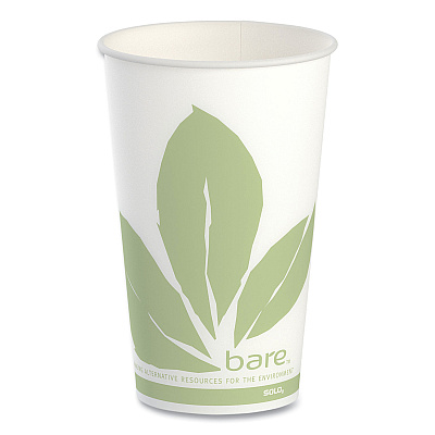 Solo Bare Eco-Forward Paper Cold Cups, ProPlanet Seal, 16 oz, Green/White, 100/Sleeve 10 Sleeves/Carton (SCCRW16BBD110CT)