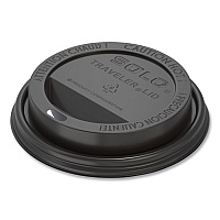 Solo Traveler Cappuccino Style Dome Lid, Fits 10 oz to 24 oz Cups, Black, 100/Sleeve, 10 Sleeves/Carton (SCCTLB316)