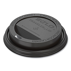 Solo Traveler Cappuccino Style Dome Lid, Fits 10 oz to 24 oz Cups, Black, 100/Sleeve, 10 Sleeves/Carton (SCCTLB316)