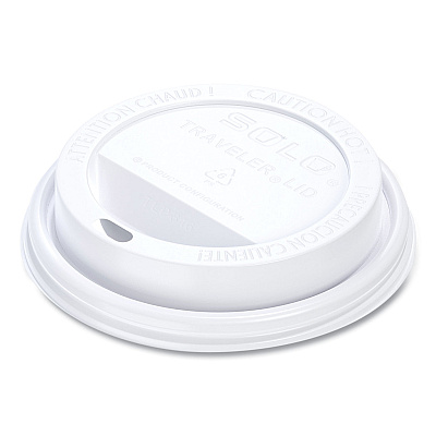 Solo Traveler Cappuccino Style Dome Lid, Polystyrene, Fits 10 oz to 24 oz Hot Cups, White, 100/Pack, 10 Packs/Carton (SCCTLP316)