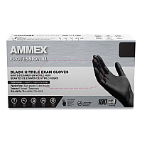 AMMEX Professional Nitrile Exam Gloves, Powder-Free, 3 mil, Medium, Black, 100/Box, 10 Boxes/Carton (AXCABNPF44100CT)