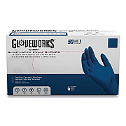GloveWorks by AMMEX Latex Exam Gloves, Powder-Free, X-Large, Blue, 50 Gloves/Box, 10 Boxes/Carton (AXCGPLHD88100)