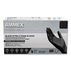 AMMEX Professional Nitrile Exam Gloves, Powder-Free, 3 mil, X-Large, Black, 100/Box, 10 Boxes/Carton (AXCABNPF48100CT)