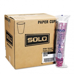 Solo Paper Hot Drink Cups in Bistro Design, 12 oz, Maroon, 50/Bag, 20 Bags/Carton (412SIN)