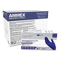 AMMEX Professional Nitrile Exam Gloves, Powder-Free, Small, 3 mil Thick, 9.5" Long, Indigo, 100/Box, 10 Boxes/Carton (AINPF42100)
