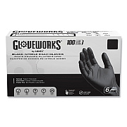 GloveWorks by AMMEX Nitrile Exam Gloves, Powder-Free, 6 mil, Large, Black, 100 Gloves/Box, 10 Boxes/Carton (AXCGWBEN46100CT)