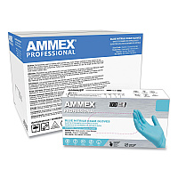 AMMEX Professional Nitrile Exam Gloves, Powder-Free, 3 mil, Large, Light Blue, 100/Box, 10 Boxes/Carton (AXCAPFN46100CT)