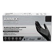 AMMEX Professional Nitrile Exam Gloves, Powder-Free, 3 mil, Small, Black, 100/Box, 10 Boxes/Carton (AXCABNPF42100)