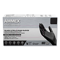 AMMEX Professional Nitrile Exam Gloves, Powder-Free, 3 mil, Small, Black, 100/Box, 10 Boxes/Carton (AXCABNPF42100)