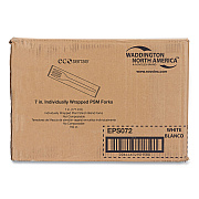 WNA EcoSense Renewable Plant Starch Cutlery, Individually Wrapped, Fork, 7", 750/Carton (WNAEPS072)