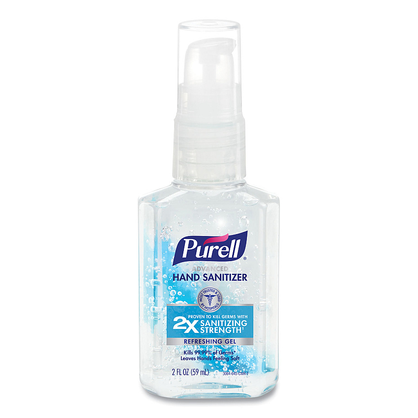 PURELL Advanced Hand Sanitizer Gel, 2 oz Travel-Sized Pump Bottle, Clean Scent, 24/Carton (GOJ305024CMR)