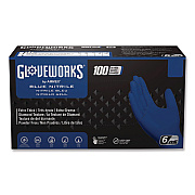 GloveWorks by AMMEX Heavy-Duty Industrial Nitrile Gloves, Powder-Free, X-Large, 6 mil Thick, 9.5" Long, Royal Blue, 100/Box, 10 Boxes/Carton (GWRBN48100)