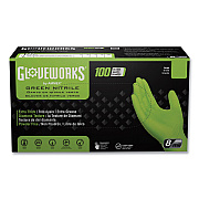 GloveWorks by AMMEX Heavy-Duty Industrial Nitrile Gloves, Powder-Free, 8 mil, Large, Green, 100 Gloves/Box, 10 Boxes/Carton (AXCGWGN46100)