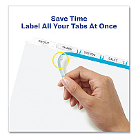 Avery Print and Apply Index Maker Clear Label Dividers, Extra Wide Tab, 5-Tab, White Tabs, 11.25 x 9.25, White, 1 Set (AVE11438)