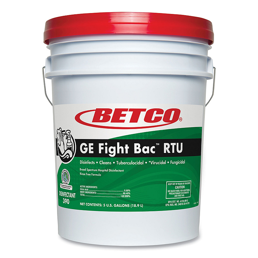 Betco Fight Bac RTU Disinfectant, Fresh Scent, 5 gal Pail (BET3900500)