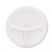 Dart Mediumweight Foam Plates, 3-Compartment, 9" dia, White, 125/Pack (9CPWQRPK)